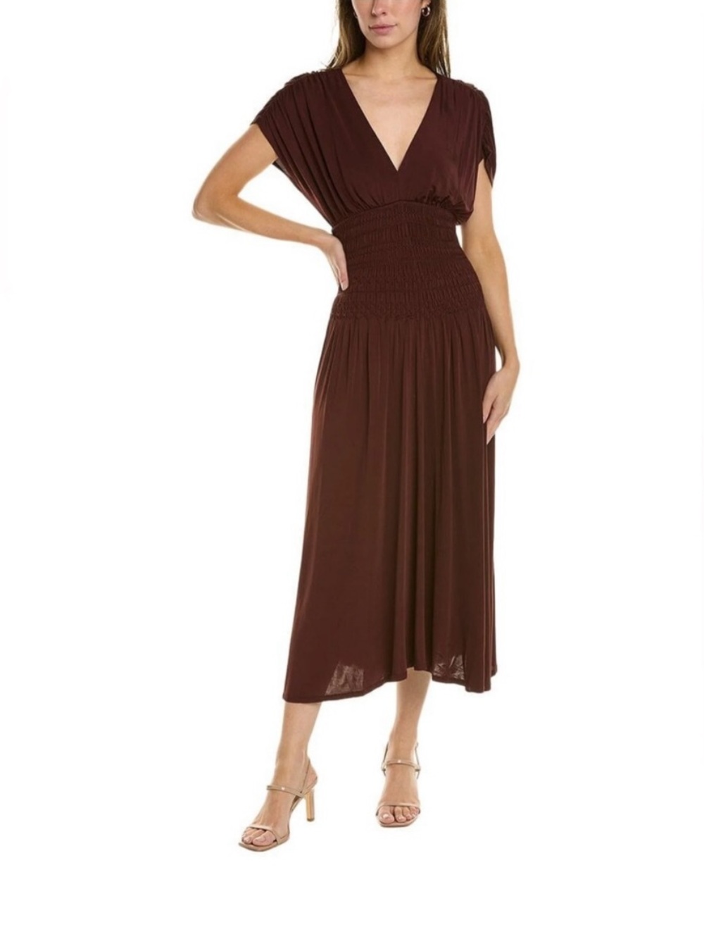 A.L.C. Jersey Demi Midi Dress in Bitter Chocolate